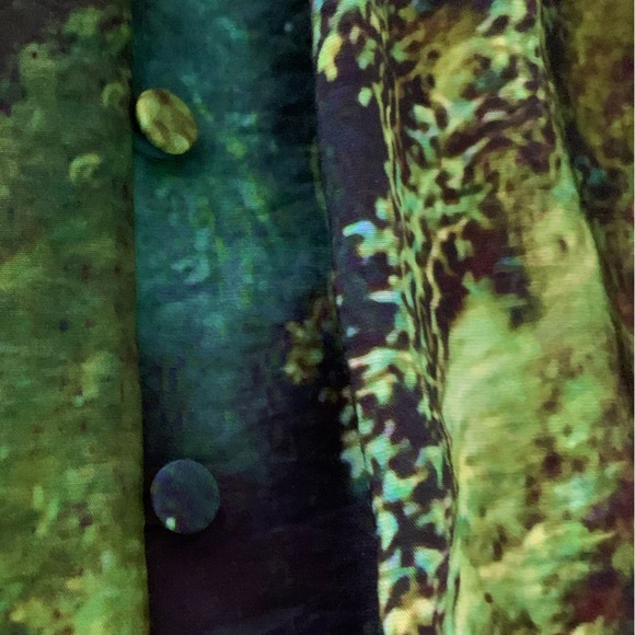 NWT ICONE Simons ruffle mini dress with pictorial imagery great colour combo M - Picture 5 of 11